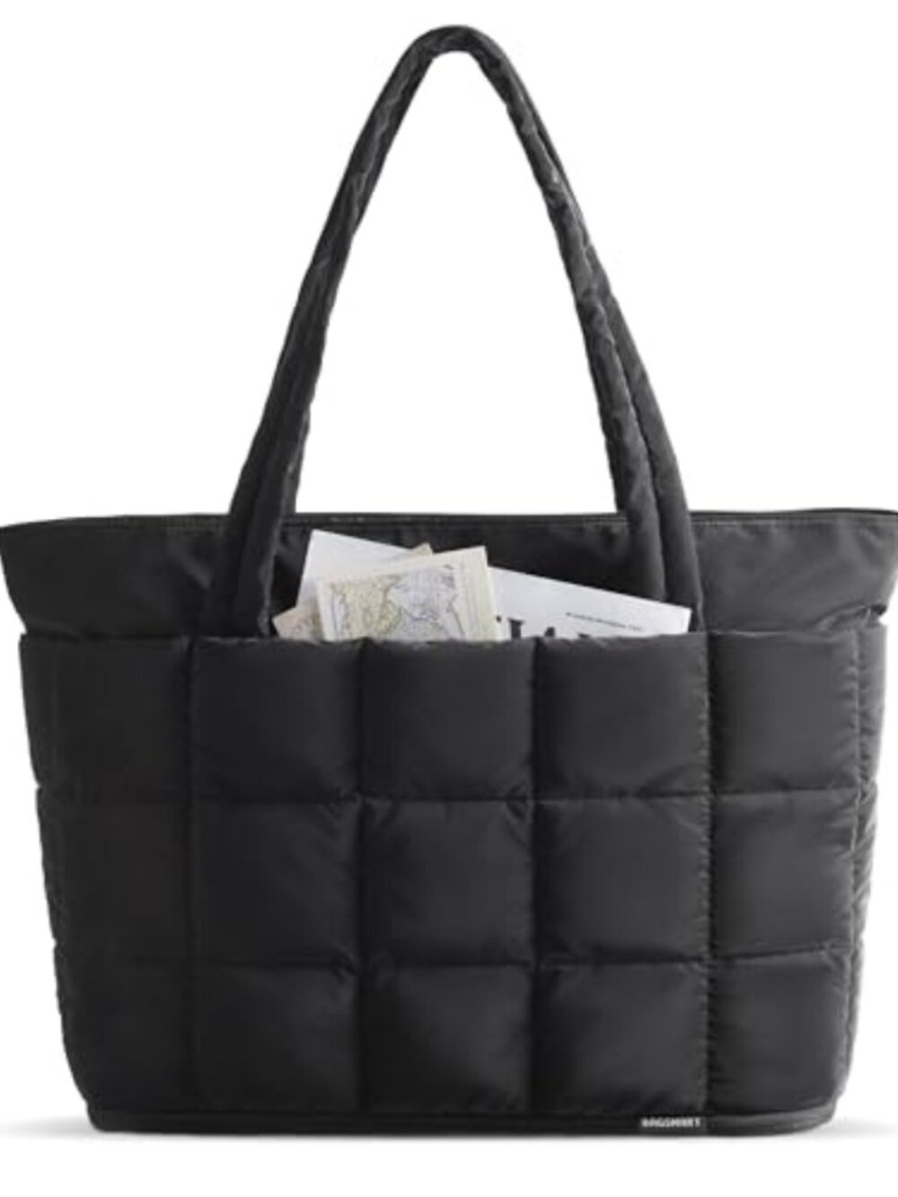 Expandable Quilted Puffer Tote Bag, Water-Resistant Nylon Carry On for Travel